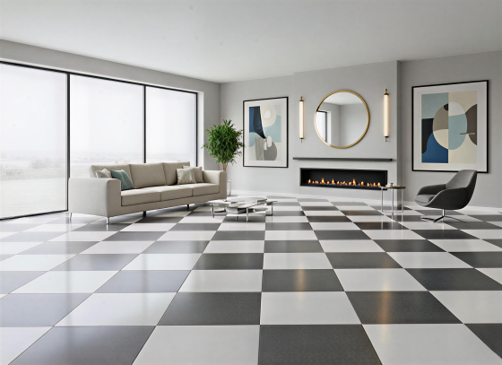 Mystic Black and White Natural Mix Porcelain Wall and Floor Tile 600x600mm